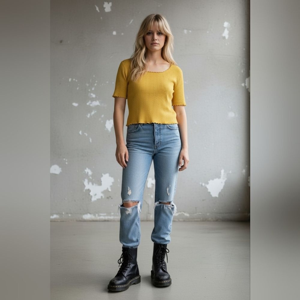 Smooch Retro Short Sleeve Yellow Top